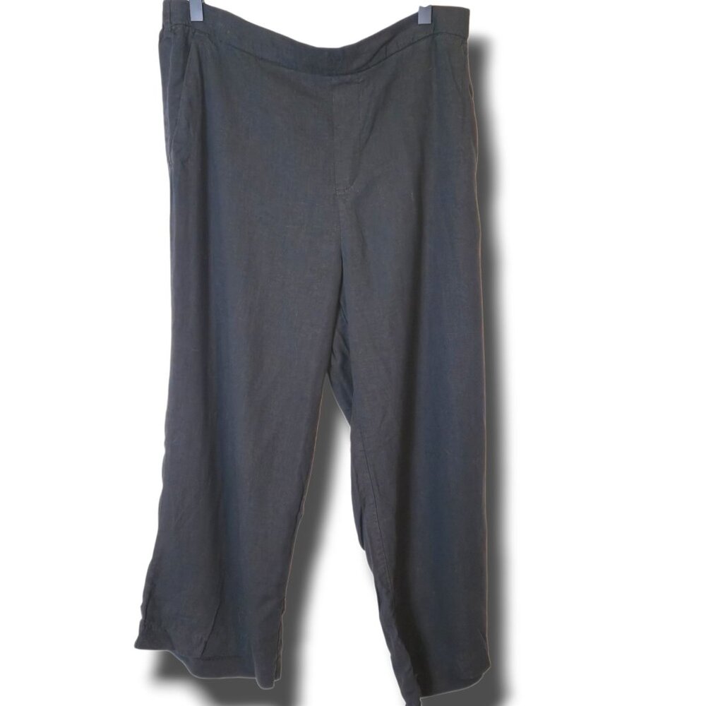 Old Navy pants womens 12 black linen-blend pants pockets casual summer